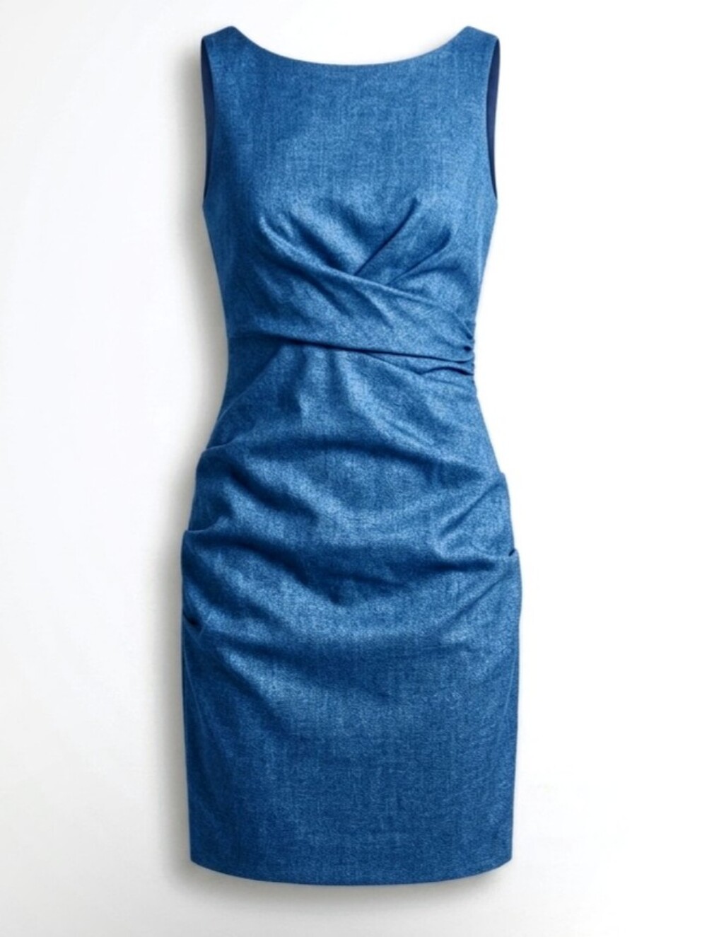 Nicole Miller Stretch Sleeveless  Lauren Ruched Linen Dress Size 6